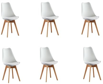 Lot 6 Chaise Scandinave Salle a Manger avec Pied en Bois,Coussin de Siege