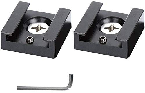 Peowuieu Cold Shoe Mount Aluminum Adapter Bracket Hot Shoe with 1/4 Thread for Camera Cage Flash Shoe Mount(2 PCS)