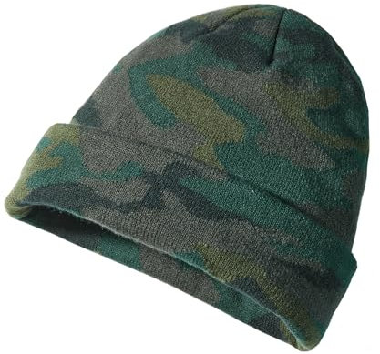 Scheibler Winter-Mütze Herren - Moderne Strick-Beanie im Camouflage Style Mit Krempe - Wärmende Arbeitsmütze Maschinenwaschbar - Anthrazit-Oliv