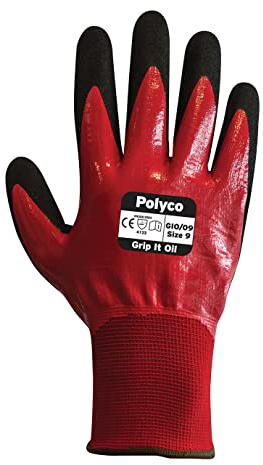 Polyco GIO/10 Grip It Oil Seamless Nylon Glove with Dual Nitrile Coating Size 10