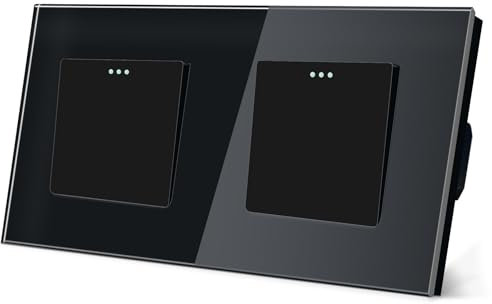 TAWOIA Interruttore della luce 1 scomparto 1 via, con 1 vano, 1 via, doppio interruttore 86 x 157 mm, interruttore a incasso, colore nero, doppio