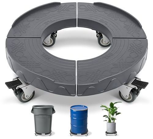 Nefish Trash Can Dolly Wheels, 15-19 Inch Adjustable Round Furniture Dollys with 4 Wheels, Heavy Duty Drum Dollies 440lbs Keg Dollys, Multi Functional Rolling Dolly Cart