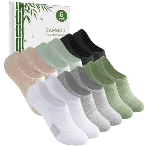 Caldodo Bambus Sneaker Socken Damen 35-38 39-42 Füsslinge Herren, 6 Paar Füßlinge Sneakersocken Sportsocken, Geschenke für Frauen, Laufsocken Unsichtbare Anti Schweiß Socken, Mehrfarbig