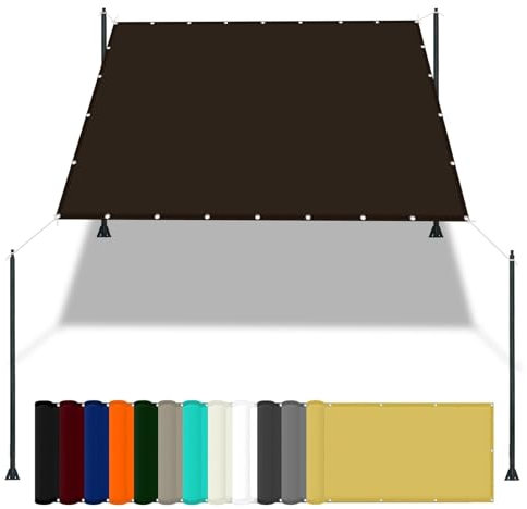 Gazebo Replacement Cover 1.5 x 2.2 m(4.9 x 7.2ft) Waterproof Canopy Awnings 98% UV Block with Free Rope & Fixing Kit Pool Terrace Greenhouse Shade Cloth, Brown