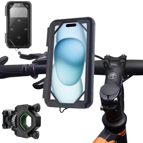 KMTOYS Porta Cellulare Impermeabile, Supporto Telefono Antivibrazione Moto, Scooter con Touch Screen Rotazione di 360° per Smartphone 4.7 a 6.8