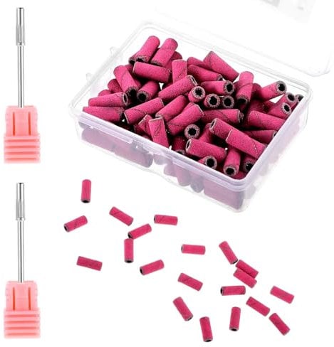 Giantree Sanding Bands for Nail Drills, 100 Pcs Sanding Bands with 2Pcs 3.1mm 180 Grit Nail Sanding Mandrel Bit for Nail Drill, Mini Nail Sanding Bands for Acrylic Nail Gel Manicure Pedicure Nail(180)