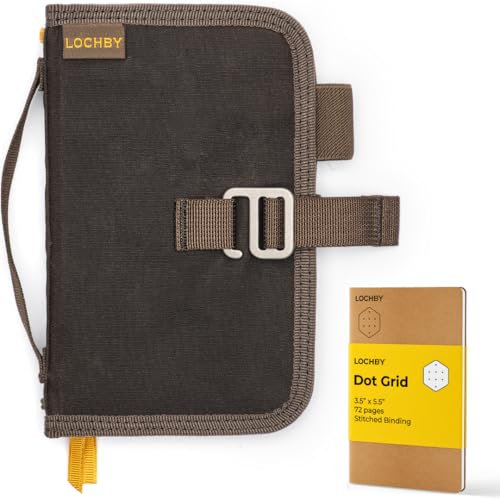 LOCHBY Field Journal Mini-Planer, Taschenformat, wasserfeste, gewachste Leinwand, Stiftschlaufe, inklusive Tomoe River Notizbuch, perfekt für Reisen, Kunst, Bullet Journal