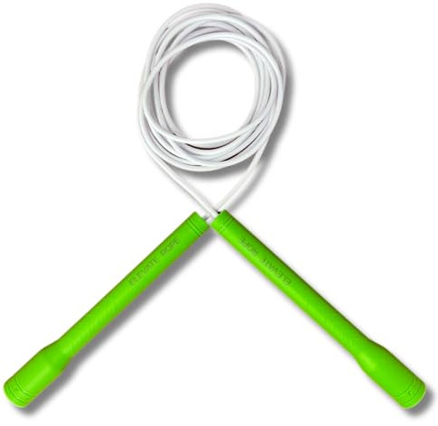 Elevate Rope Corda per saltare con impugnatura lunga - Corda professionale regolabile per Cardio, Double Unders e Freestyle, lunga 3 m, spessore 4 mm, in PVC resistente con nucleo in nylon (verde)