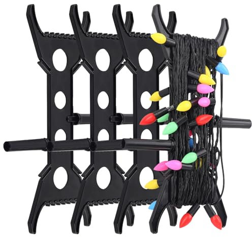 4PCS Christmas String Light Storage, Multi-Purpose String Light Organiser, Christmas String Light Storage Reel for String Lights, Tree Lights Extension Cords, Garlands, Beads, etc, Black