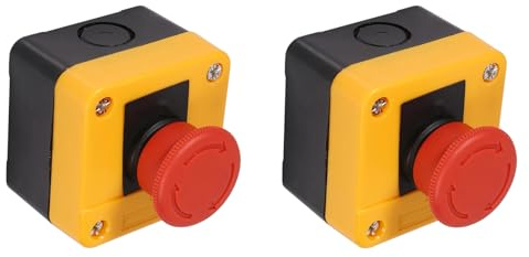 Tnfeeon 2 Stücke Druckschalter 660 V 10A Kunststoffschale Rotes Zeichen Not-aus-Pilz Druckschalter Neue