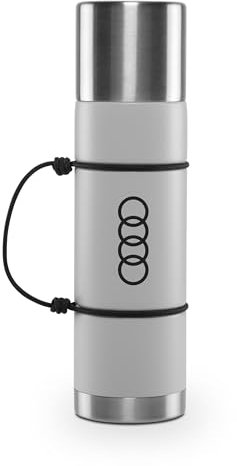 Audi 3292400800 Wasserflasche Trinkflasche Isolierflasche Ringe Logo, 680 ml, grau