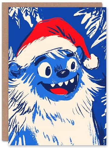 Artery8 Wild Thing Santa Hat Monster Cartoon For Child Kids Xmas Festive Christmas Card