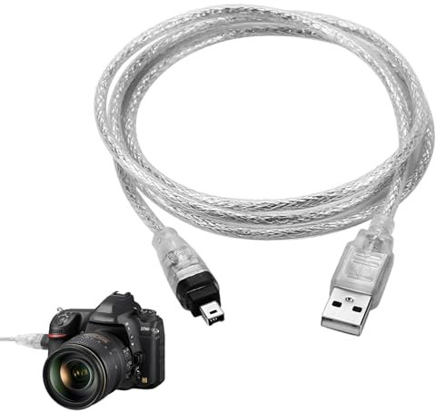 Qianeffort 1.5m FireWire to USB Adapter Cable, 4-Pin IEEE 1394 for Sony DCR-TRV75E, DV Camcorders, Computers (PC or Laptop), 400 Mbps Data Transfer