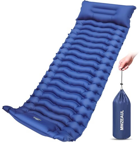 MWZEAUL Matelas Gonflable Camping, 780g Ultra Léger Tapis de Camping avec Oreiller et Pompe à Pied, Résistant à l'eau, Matelas de Campings Auto-Gonflant pour Trekking, Randonnée, Bivouac, Tente, Plage