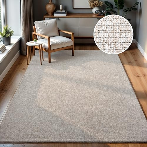SANAT LORA Teppich Wohnzimmer – Soft Loop Teppich, modern für Schlafzimmer, Arbeitszimmer, Flur, Kinderzimmer & Küche – gesprenkeltes Design, Beige, 120 x 170 cm