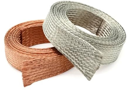 ERQIAO 1M/5M Tinned Plating Copper Braided Sleeve 2mm ~ 30mm Expandable Metal Sheath Screening Signal Wire Cable Shielded(Tinned Copper,16MM_5 METERS)