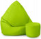 Slevobox Sitzsack mit Hocker Hellgrün 112x82x82 cm - XXL Sitzsack Erwachsene mit Füllung - Schlafzimmer und Wohnzimmer Möbel - Indoor Sitzsäcke Wasserdicht - Lounge Sessel - Bean Bag