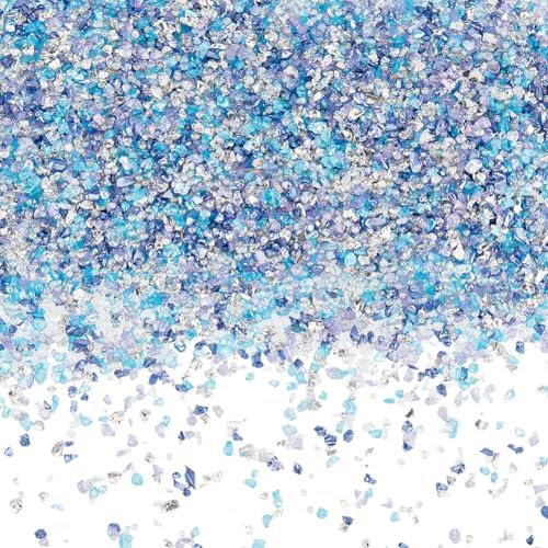 SUNNYCLUE 1 boîte de 100G de Morceaux Décoratifs en Verre Concassé Bleu de 1.4 5mm Petits Éclats de Paillettes Irrégulières en Cristal Paillettes Épaisses pour L'Artisanat en Résine Remplissage de Va