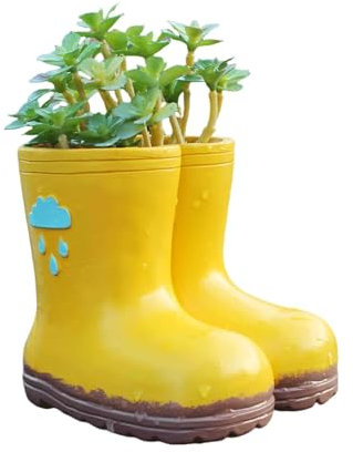 Yingbei Novelty Planter Cute Boots Planter Unique Rain Boots Shaped Flower Pot Resin Succulent Pot Plant Pot Plants Funny Home Garden Decor Spring Decoration