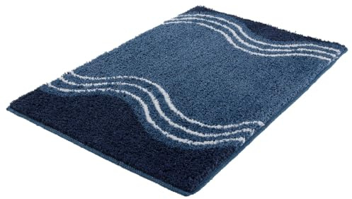 Kleine Wolke Badteppich Move Iceblue 65 x 115 cm | OEKO-TEX zertifiziert, rutschhemmende Unterseite, für Fußbodenheizung, maschinenwaschbar, 100% Polyester