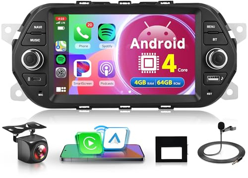 4G+64G Wireless Carplay Android Autoradio für FIAT TIPO EGEA 2015-2017 mit Android Auto Navi GPS WiFi 7 Zoll Touchscreen Autoradio mit Mirror Link Bluetooth FM/RDS Radio 32 EQ/USB/SWC Rückfahrkamera