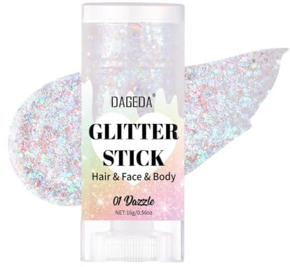 Prreal Body Glitter Stick, Sparkly Face Glitter Gel Makeup Hair Glitters | Holographic Mermaid Sequins Rave Outfits for Women,Shimmer Face Paint Stick Halloween Carnival Festival Accessories, Dazzle