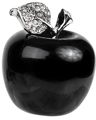 MAGICLULU Kristallapfel Deko Schwarzer Obsidian Figur Tischdekoration Feng Shui Wohnkultur für Weihnachten Geburtstag Büro und Zuhause