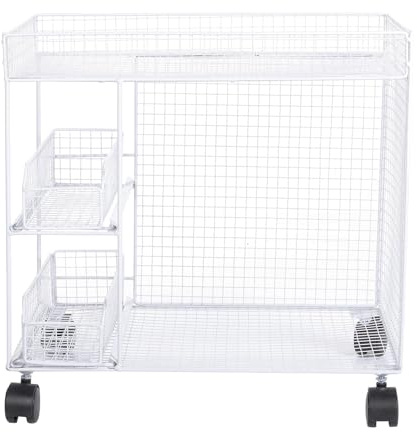 Sorandy Mobiles Küchenregal mit Rädern, 360 ° Rotierende Abschließbare Küchensparen Sparende Lagerregale für Schalengerichte mit Erweitertem Öffnen und Atmungsaktives Design (White)