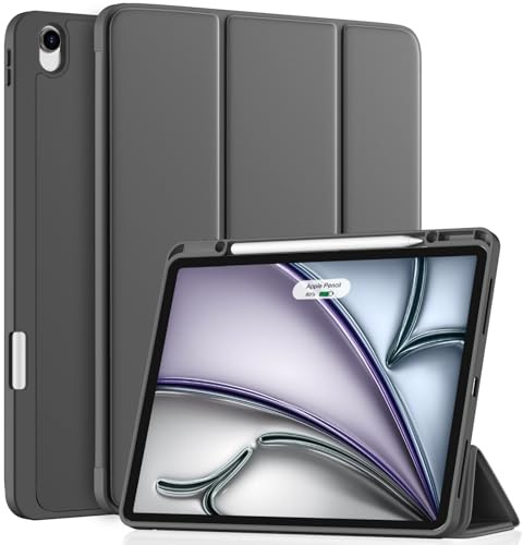 Vobafe Hülle für iPad Air 13 Zoll M4 2026 / M3 2025 / M2 2024 | mit Stifthalter, Dreifaltiger Ständer-Schutzcover, TPU Flexible Rückseite, Auto Wachen/Schlafen, Weltraumgrau