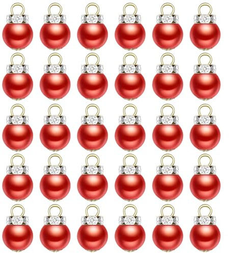 Kleine Weihnachtskugeln, 30 Stück Mini Christbaumkugeln, Miniatur Weihnachtsdeko, 1 cm Größe, Rote Farbe, Perfekt Für Weihnachtsbaum Dekoration