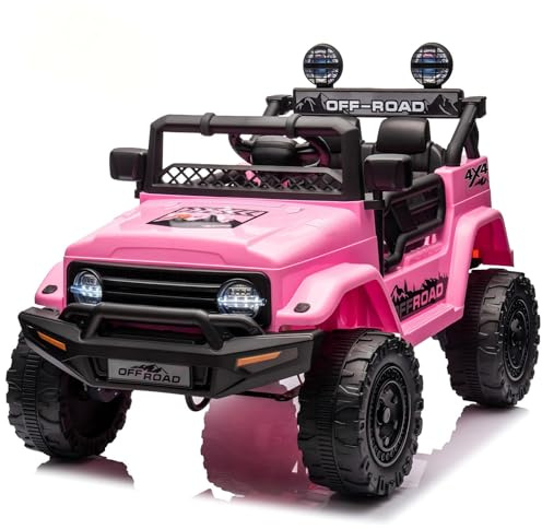 HAUSPROFI Auto elettrica per bambini con telecomando, 12 V, con luce, sospensione e cintura di sicurezza, 2 modalità di funzionamento, LED, Bluetooth, musica, auto elettrica per bambini a partire dai