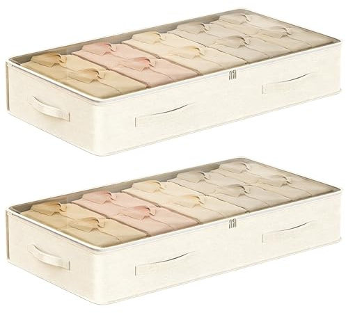 Kinberry Underbed Storage Bags, 2 Pack 54L Under Bed Storage Box with Lid