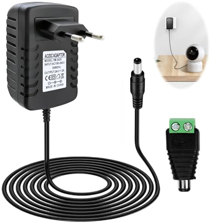 zstg 24V 2A Adaptador con Conector 5.5X 2.5mm para Tiras LED COB, Router | 48W Fuente de Alimentación, AC100-240V Universel Transformateur, Cargador para Cámara CCTV, Monitor, TV Box, Cable 1.5 m
