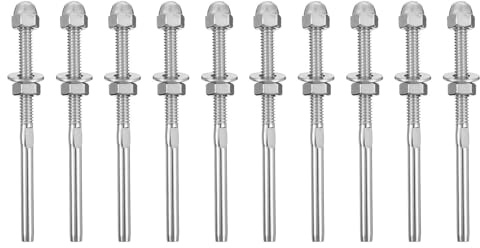 SWETRACE Tendeur Cable Inox 4mm Raccord à Sertir Bien Conçu 10 Pièces en Acier Inoxydable Robuste pour Kit de Garde-corps à Câbles Adapté aux Systèmes de Garde-corps D'escalier