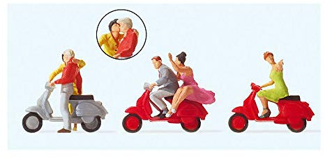 Vespa Fahrer 5 Figuren 3 Vespa Preiser 10607 H0 / 1:87