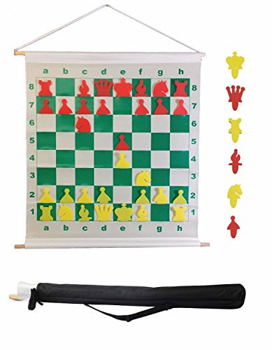 SchachQueen - Demonstrationsbrett (Demobrett) Schachbrett rollbar steckbare Figuren Feldgröße 70 mm