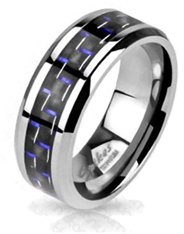 Tapsi´s Coolbodyart® Titan Ring Silber Blue Carbon Fiber Inlay 66 (21)