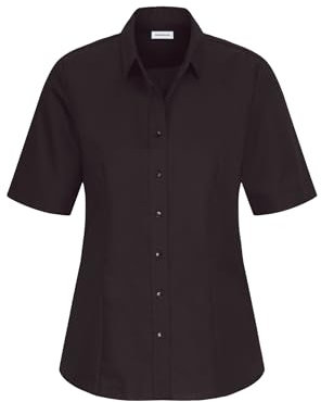 Seidensticker Damen City Kurzarm Regular Fit Uni Bügelfrei Hemdbluse, Schwarz, 42 EU