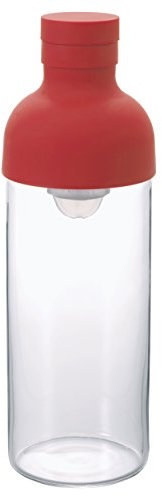 HARIO Cold Brew Tea Bottle Botella de Vidrio para té frío y Agua con Filtro Integrado, Rojo, 300 ml, 75x7.5x7.3 cm