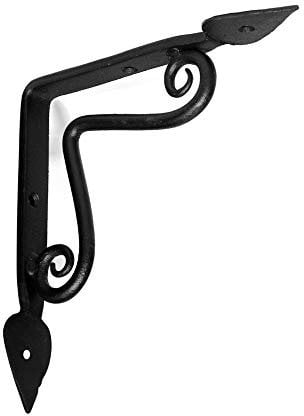 Regalträger antik | 2er Set Regalwinkel, Regalhalter | Wandwinkel aus Eisen frei geschmiedet, schwarz, EW022