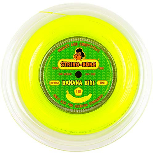 String-Kong® - Banana Bite - Corda da Tennis dallo Spin Pazzesco in Monofilamento Co-Poly a Sezione Pentagonale. Matassa da 200m, Colore: Giallo Fluo, Disp. nei Calibri 1.19mm, 1.25mm e 1.30mm (1.25)