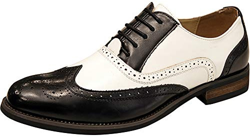 wealsex Homme Brogues Bicolore PU Cuir Bout Pointu Chaussures de Ville à Lacets Oxford Vintage Mariage Dressing