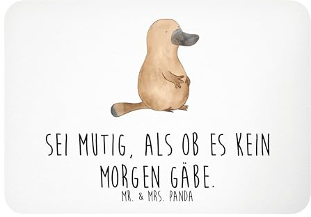 Mr. & Mrs. Panda Kühlschrankmagnet Schnabeltier Mut - Geschenk, Arbeit, Meer, haftmagnet, Büro, Motivation, Notizhalter, whiteboardmagnet, tafelmagnet, mutig, Magnet