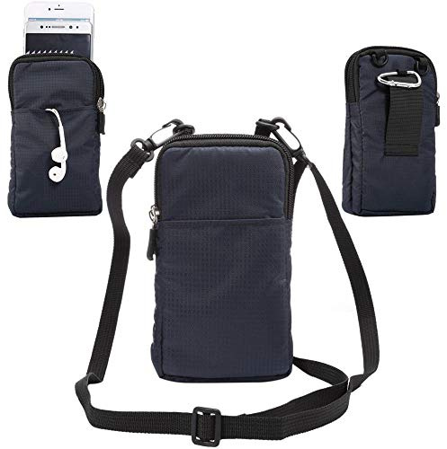 jbTec Handytasche zum Umhängen Nylon klein 180x110x35mm - Karabiner Gürteltasche Damen Herren Handy Belt Navy-Blau