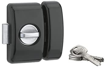 Verrou de Porte d'Entrée UNIVERSEL 6 Goupilles - Bouton + Cylindre 45mm - Protections de Sécurité - Livré avec 4 Clés Laiton Nickelé avec Carte de Propriété - Made in France - Finition Noir - THIRARD