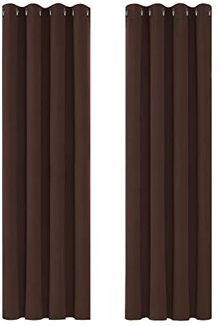 Deconovo Cortinas Opacas 2 Piezas para Dormitorio Salón Modernas, Aislantes Térmicas y Reducción de Ruido, EcolóGicas Certificadas,140 x 245 cm - Chocolate