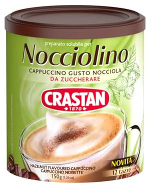 Crastan Nocciolino - Cappuccino Solubile Gusto Nocciola - Barattolo Da 150 Gr. - 12 Tazze