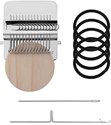 TOYMIS 1 Set kleiner Webstuhl für das Weben, Speedweve Loom aus Holz, mit komplettem Zubehör, Darning Loom Maschine für Heimwerker, Flicken, Nähen, 14 Haken