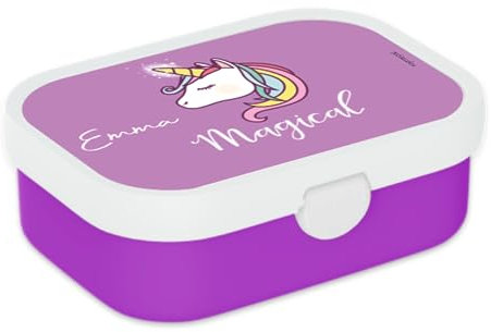 Mepal Personalisierte Brotdose mit Namen - Bento Lunchbox für Kinder - Einhorn - Geeignet für bis zu 4 Butterbrote - BPA-frei & Spülmaschinenfest - 750 ml - Magical