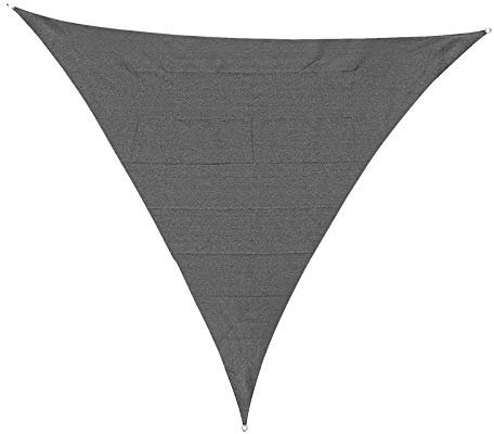 Outsunny 5x5x5m Triangle Sun Shade Sail, Outdoor UV Protection HDPE Canopy, Patio Deck Shelter with Steel Rings and Ropes Grey